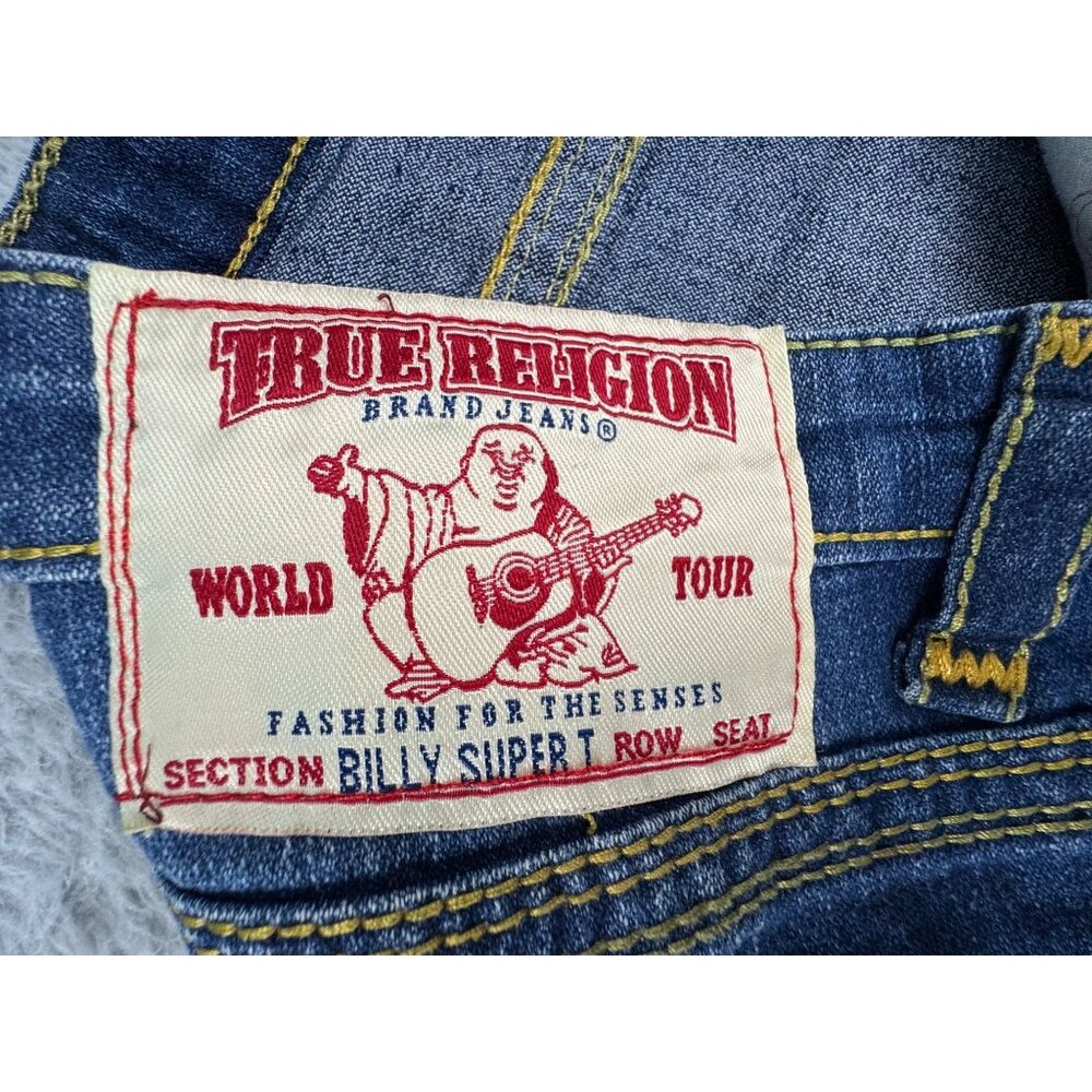 True Religion Billy Super T Womens 29 Jeans USA Blue Denim Orange Stitch NWOT - Picture 5 of 16